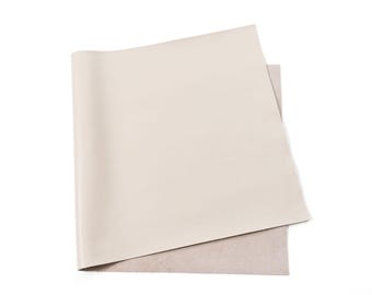 Italian Nappa Leather Sheets | Soft Calfskin Cowhide Leather for Crafting Leather Goods, Bags, Wallets | Cream, 2.5-3 oz