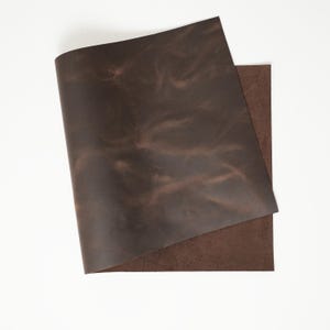 Crazy Horse Leather Sheets | Distressed Leather Pieces | Cowhide Leather | Crafting Leather | 4.5-5 oz, Brown