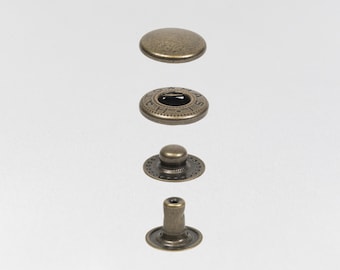 Segma Snaps | Snap Button | Snap Fastener | Leather Hardware | Leather Craft Supplies | Hasi Hato Hardware | 10 sets, Antique Brass