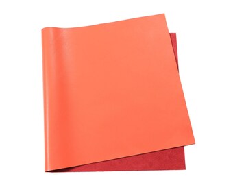 Italian Nappa Leather Sheets | Soft Calfskin Cowhide Leather for Crafting Leather Goods, Bags, Wallets | Orange, 2.5-3 oz