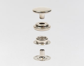 Line Snaps | Snap Button | Snap Fastener | Leather Hardware | Leather Craft Supplies | Hasi Hato Hardware | 10 sets, Nickel Plated