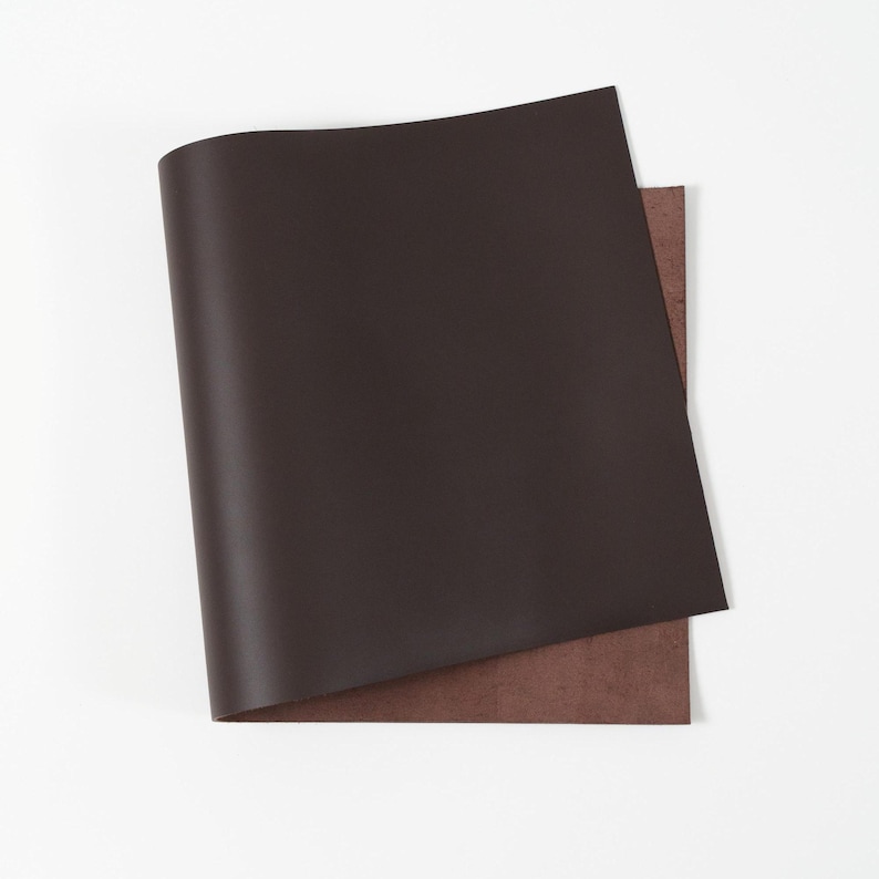 Top grain premium Italian leather sheet, 4.5-5 oz, brown leather perfect for crafting bags, wallets, and accessories.