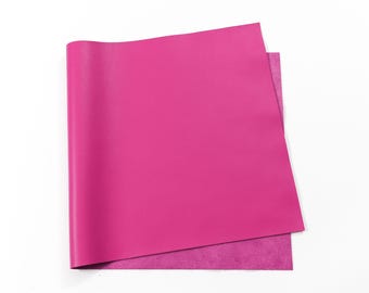 Italian Nappa Leather Sheets | Soft Calfskin Cowhide Leather for Crafting Leather Goods, Bags, Wallets | Fuchsia Pink, 2.5-3 oz