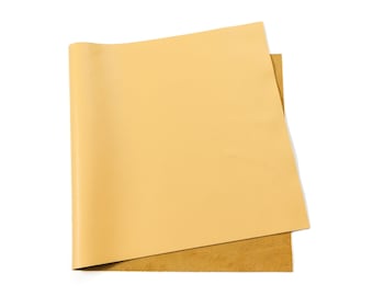 Italian Nappa Leather Sheets | Soft Calfskin Cowhide Leather for Crafting Leather Goods, Bags, Wallets | Soft Yellow, 2.5-3 oz
