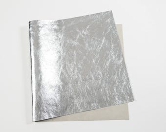 Metallic Leather Sheets | Italian Cowhide Leather for Crafts, Accessories, Jewelry | 2.5-3 oz, Silver Color