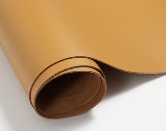 Premium Italian Leather Hides | Cowhide Leather Sides | Crafting Leather | Pigmented Leather | 4.5-5 oz, Mustard Yellow