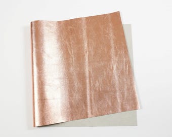 Metallic Leather Sheets | Italian Cowhide Leather for Crafts, Accessories, Jewelry | 2.5-3 oz, Rose Gold Color