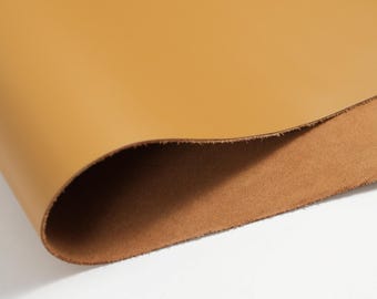 Premium Italian Leather Sheets | Cowhide Leather Pieces | Crafting Leather | Pigmented Leather | 4.5-5 oz, Mustard Yellow