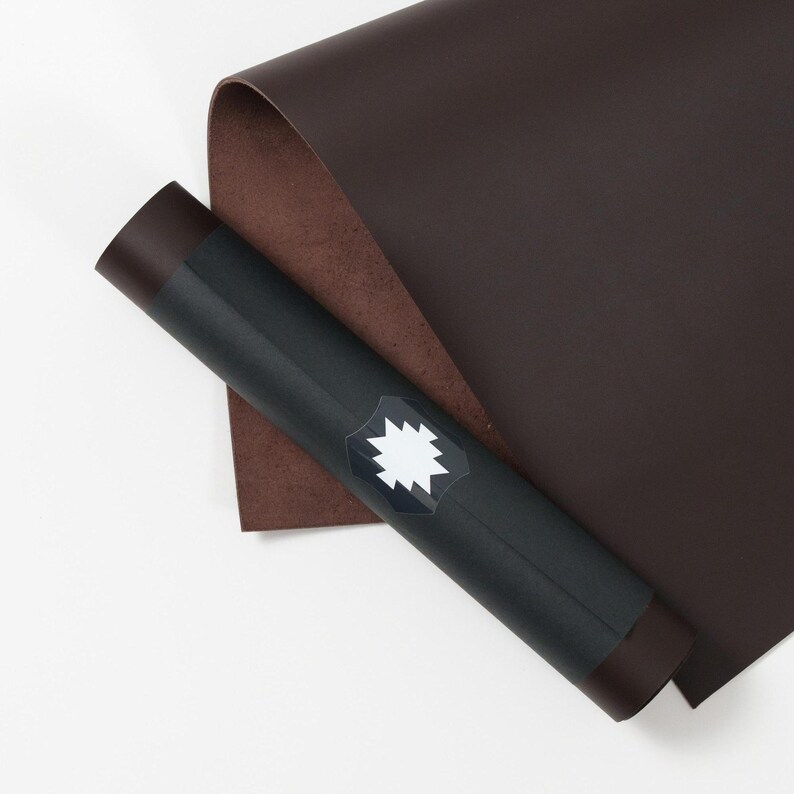 Top grain premium Italian leather sheet, 4.5-5 oz, brown leather perfect for crafting bags, wallets, and accessories.