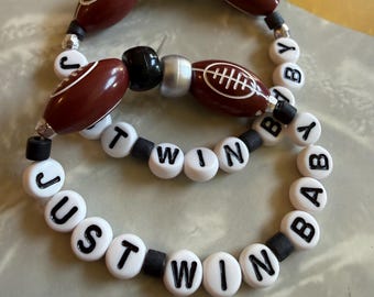 Handmade Football Bracelet | Just Win Baby, Raiders-Inspired Fan Jewelry