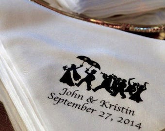 Streetcar Second Line Wedding Handkerchiefs New Orleans Theme Personalize With Name /& Date of Wedding Quality Linen
