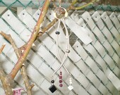 Three Wishes-Handcrafted Artisan Onyx Moonstone and Garnet Mobile