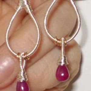Tear Drop- Hand Wrought Ruby Earrings