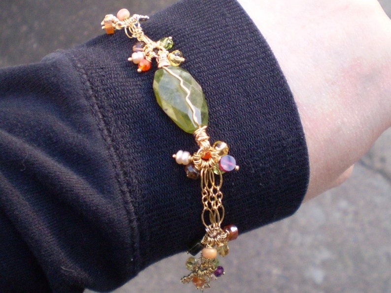 Charmed I/'m Sure-Vesuvianite Prehnite Peridot Pearl Citrine Fire Opal Bracelet Garnet