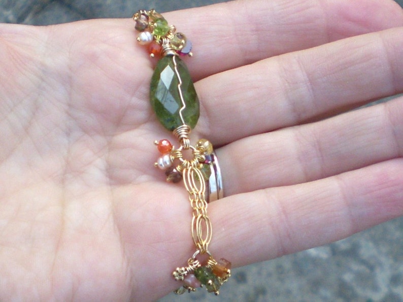 Charmed I/'m Sure-Vesuvianite Prehnite Peridot Pearl Citrine Fire Opal Bracelet Garnet