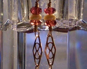 Tea Time-Fancy Cut Garnet Drop Earrings