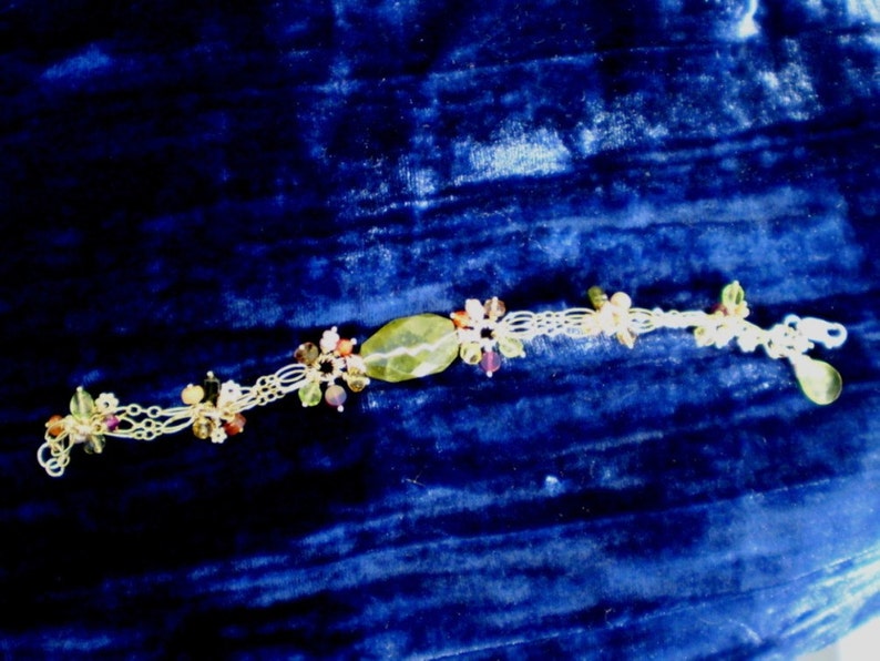 Charmed I/'m Sure-Vesuvianite Prehnite Peridot Pearl Citrine Fire Opal Bracelet Garnet
