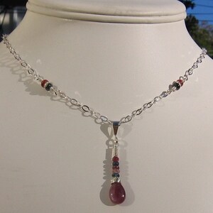Ruby Moon - Ruby and Sappire Sterling Silver Necklace