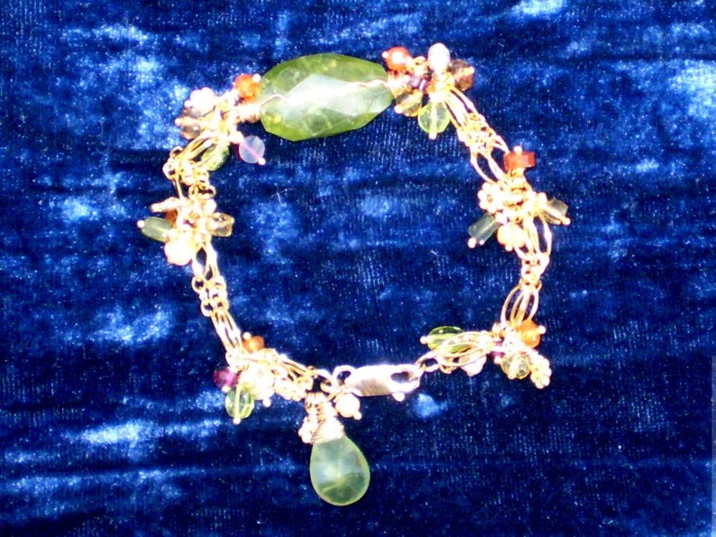 Charmed I/'m Sure-Vesuvianite Prehnite Peridot Pearl Citrine Fire Opal Bracelet Garnet