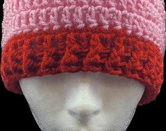 Gorro de crochê inspirado em Kirby - Boné gamer rosa (23 polegadas)