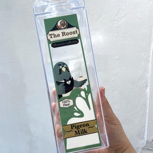 Animal Crossing Brewster pidgeon milk acrylic carton drinking bottle. unique gift cosy gamer