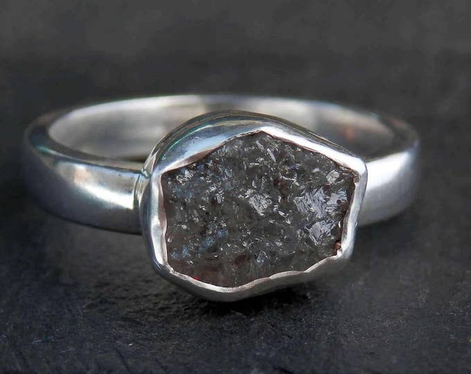 Rough Diamond Ring / Raw Diamond Ring / Silver and Diamond Ring ...