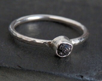 Custom black diamond ring / raw diamond ring / rough diamond / wedding ring / engagement ring / natural diamond / black diamond ring