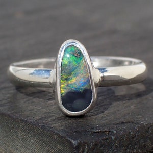 Australian black opal ring / Australian opal / precious opal ring / pipe crystal opal ring / custom opal / black opal / boulder opal / gift