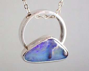Circle opal necklace / natural opal / boulder opal necklace / pipe crystal opal / opal jewelry / crystal opal / black opal / fire opal /gift
