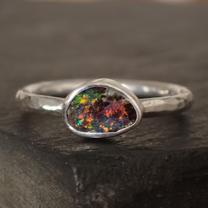 Custom boulder opal ring / opal ring / custom opal ring / crystal pipe opal / genuine opal / opal jewelry / custom black opal / gift for her
