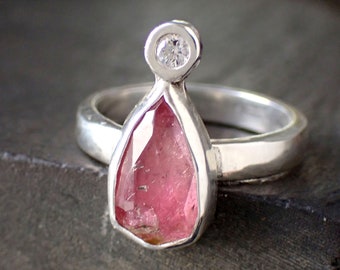 Pink tourmaline ring / rose cut tourmaline / tourmaline jewelry / beautiful tourmaline / watermelon tourmaline / pink tourmaline / size 5