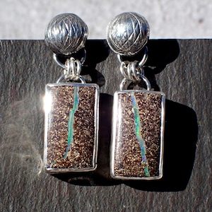 Boulder opal earrings / Australian opal / opal pair / boulder opal pair / Koroit opal / boulder opal jewelry / Yowah opal / pipe crystal