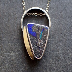 Circle opal necklace / natural opal / boulder opal necklace / keum boo / 24k gold / opal jewelry / crystal opal / black opal / fire opal