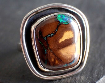 Australian Opal Ring / Opal Ring / Opal Jewelry / Boulder Opal - Etsy