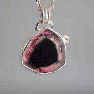 Watermelon tourmaline necklace / watermelon slice / real tourmaline / tourmaline crystal / perfect tourmaline slice / tourmaline jewelry