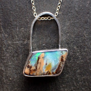 Oval boulder opal necklace / natural opal / boulder opal / pipe crystal opal / opal jewelry / crystal opal / black opal / fire opal / gift