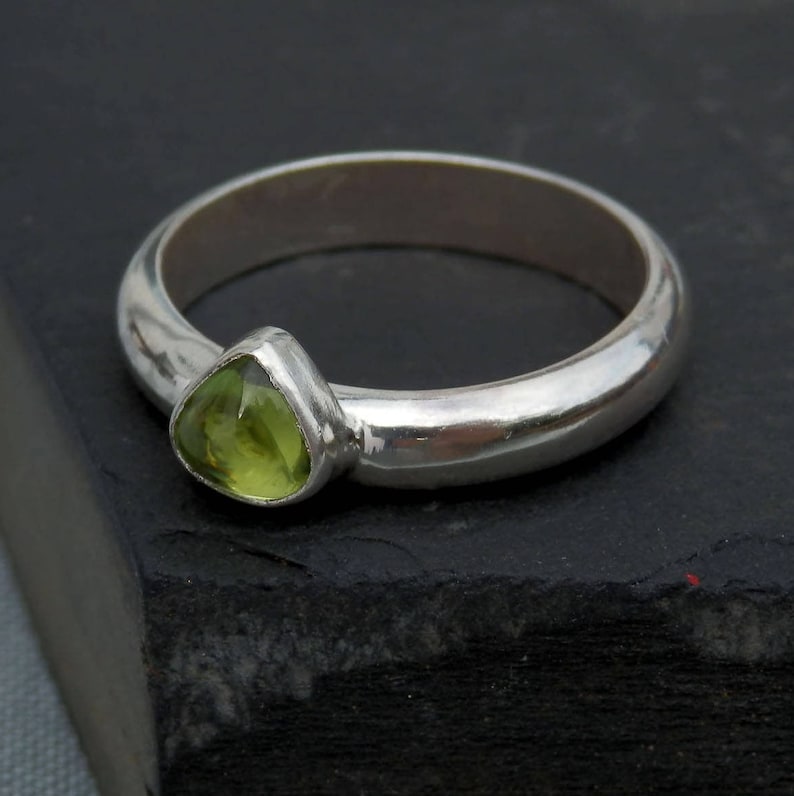 Peridot ring silver and peridot ring peridot jewelry apple green August birthstone custom peridot ready to ship gift