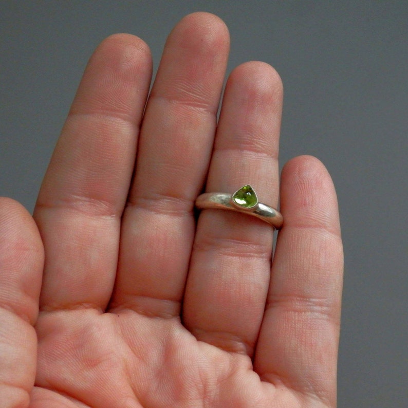 Peridot ring silver and peridot ring peridot jewelry apple green August birthstone custom peridot ready to ship gift
