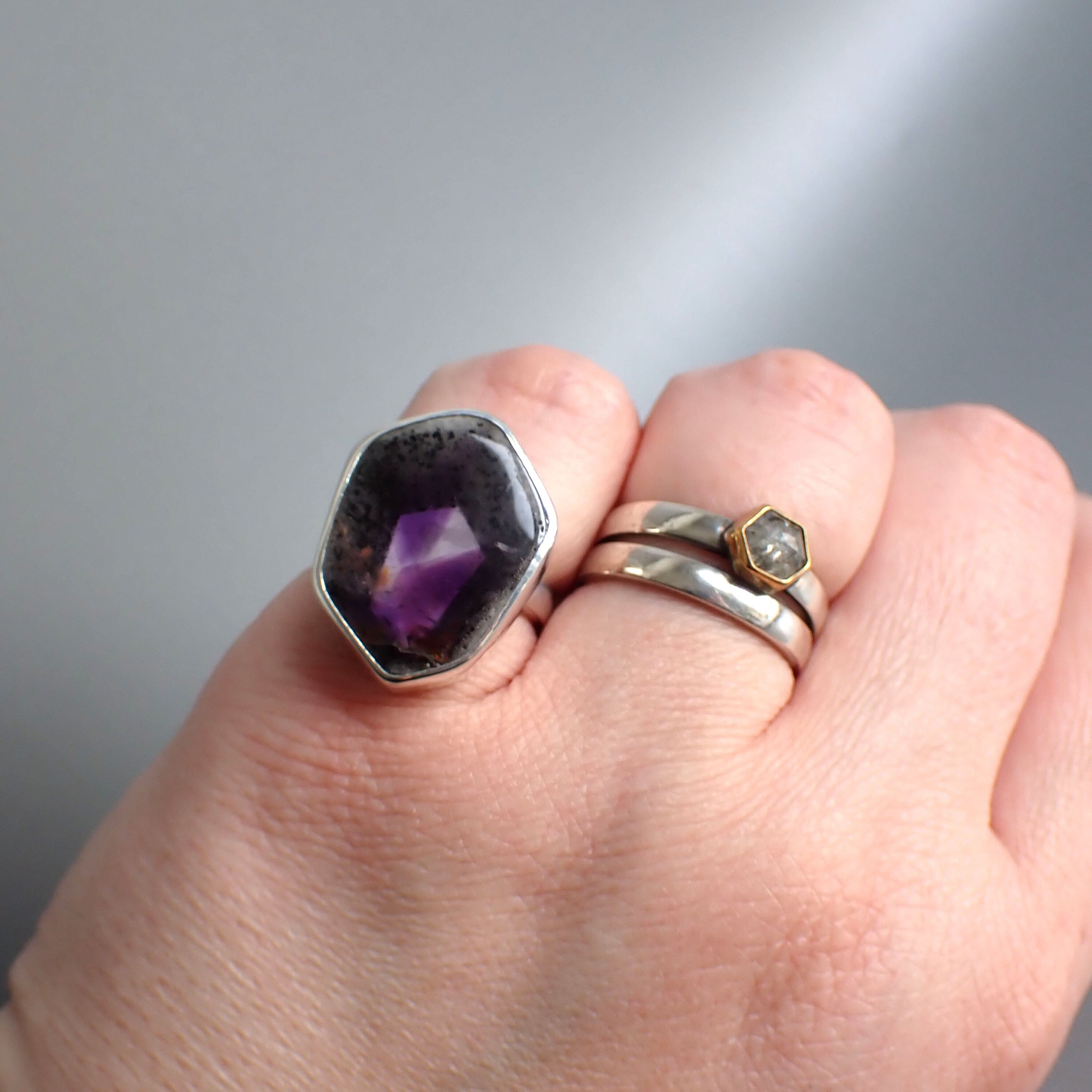 amethystiumアメジスティウム4枚アンビエント・ニューエイジ・チルアウト Brazilian Amethyst 925 Sterling Silver Ring, 1.9ct