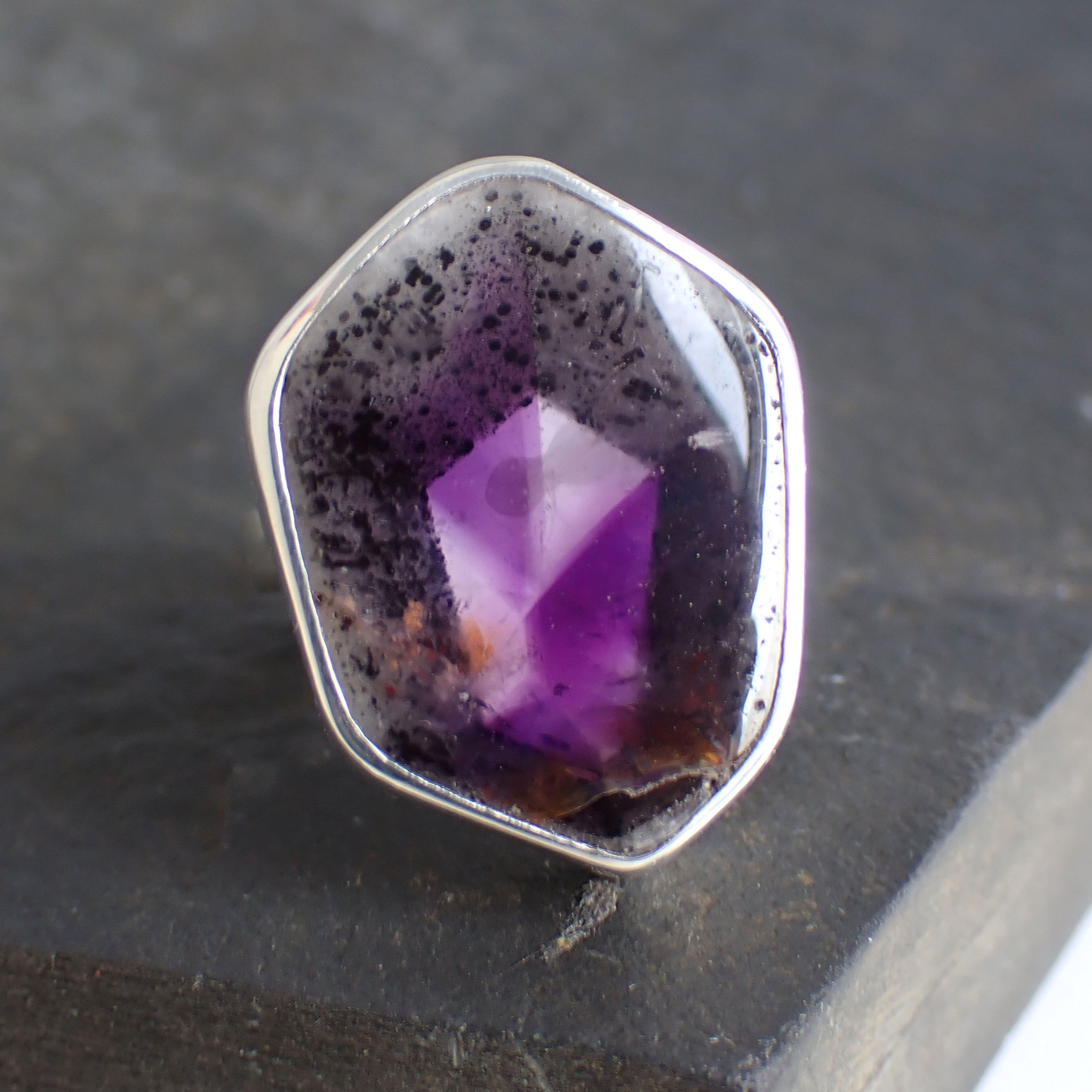 Amethyst Crystal Raw Stone Chunky Statement Ring, by Well