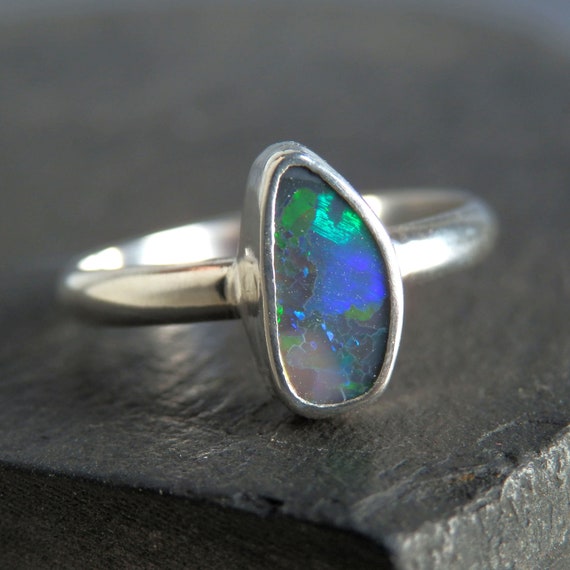 Black Crystal Opal Solitaire Ring in Yellow Gold Bezel | Exquisite Jewelry  for Every Occasion | FWCJ