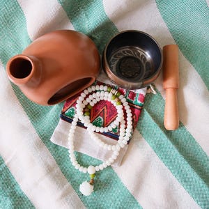 Scatola regalo per meditazione 3 in 1, ciotola tibetana, bruciatore di incenso in ceramica, perline di semi di Bodhi, scatola regalo per San Valentino, regalo per la festa della mamma