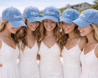 Cappello da papà in cotone ricamato personalizzato: cappelli per addio al nubilato, cappelli per addio al nubilato, cappelli per spose di squadra, cappelli per addio al celibato, cappello per spose di squadra, cappello azzurro