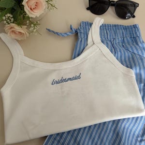 Personalized Embroidered Ribbed Racer Tank Top: Y2K Bridal Party Outfit