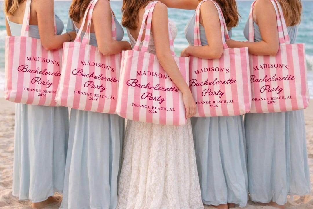 Personalized Embroidered Beach Tote Bag, Embroidered Name Beach Bag ...