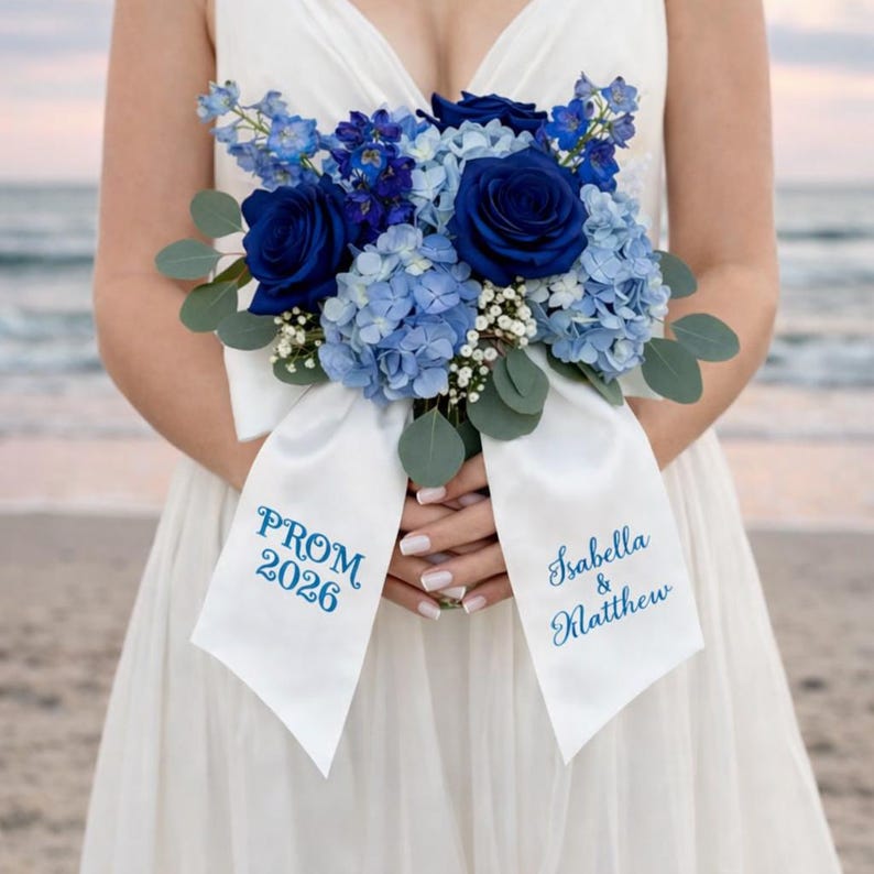 Prom Bouquet Ribbon Personalized, Custom Monogram Satin Sash, Prom 2026 ...