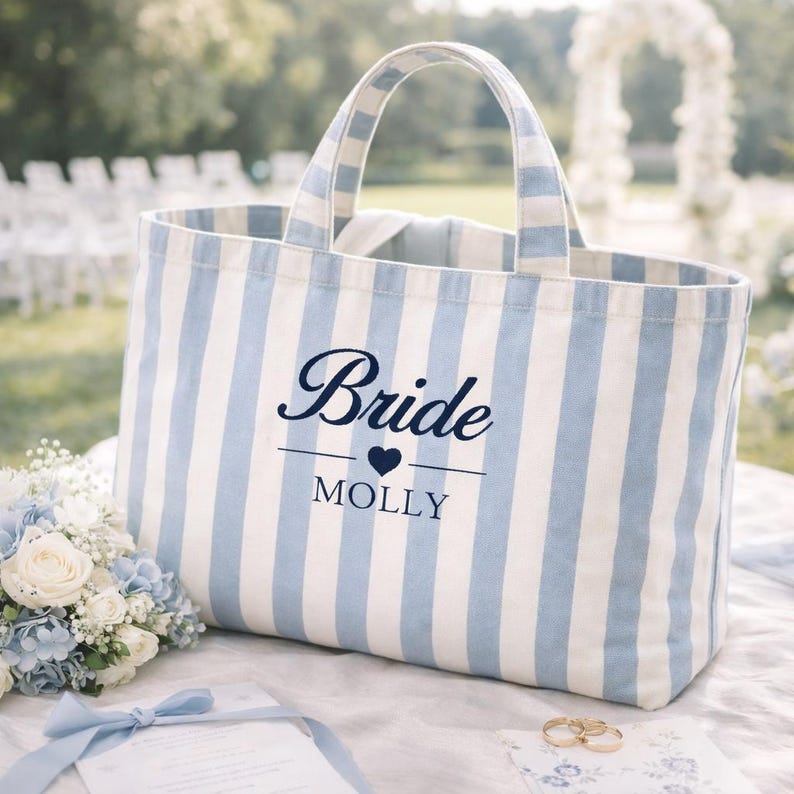 Personalized Bridesmaid Tote Bag, Custom Name Beach Bag, Bride Tote ...