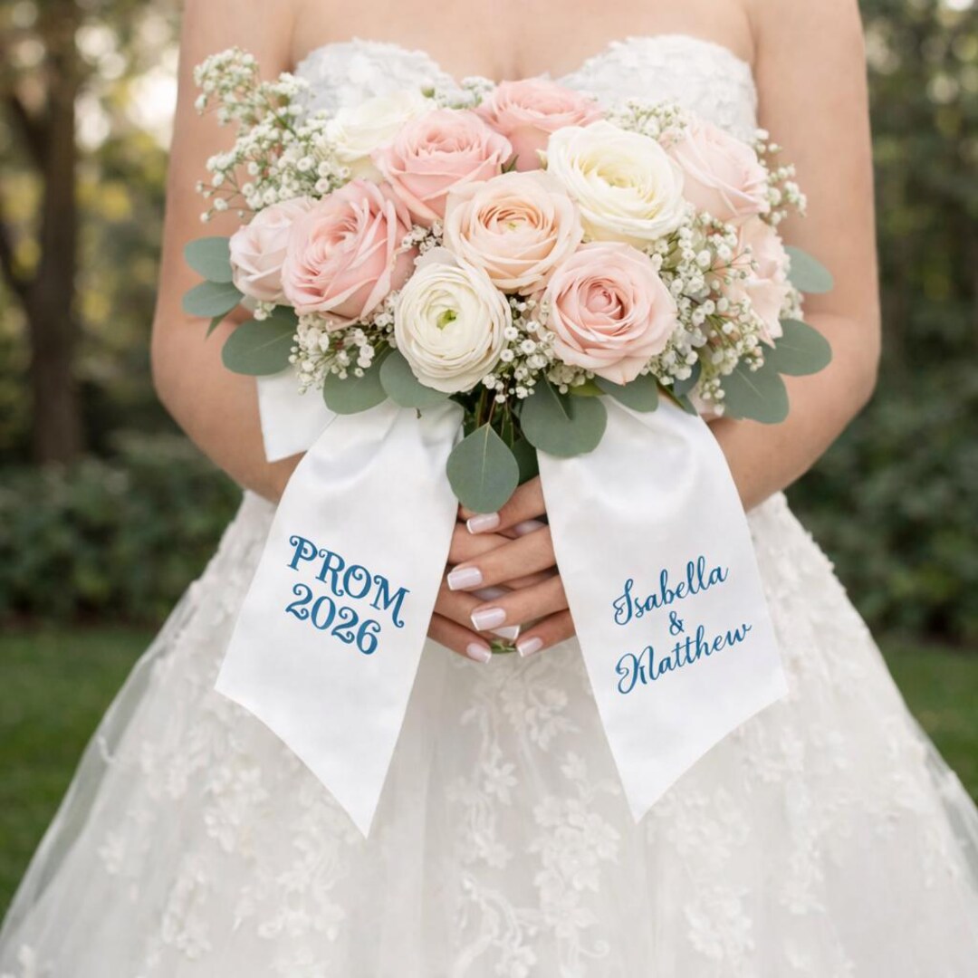 Prom Ribbon Prom Bouquet Ribbon Personalized, Custom Monogram Satin Sash, Prom 2026 ...