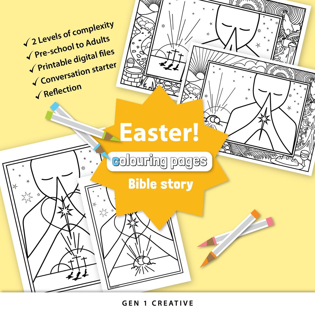 Easter Coloring Page, Jesus, Cross and Tomb. Prayer, Resurrection ...