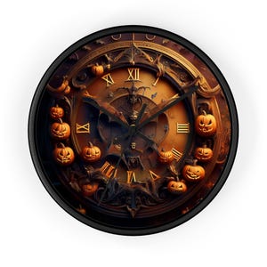 Halloween Pumpkin Wall Clock, Spooky Home Decor, Fall Wall Art, Trick or Treat Decoration, Unique Gift for Halloween Lovers